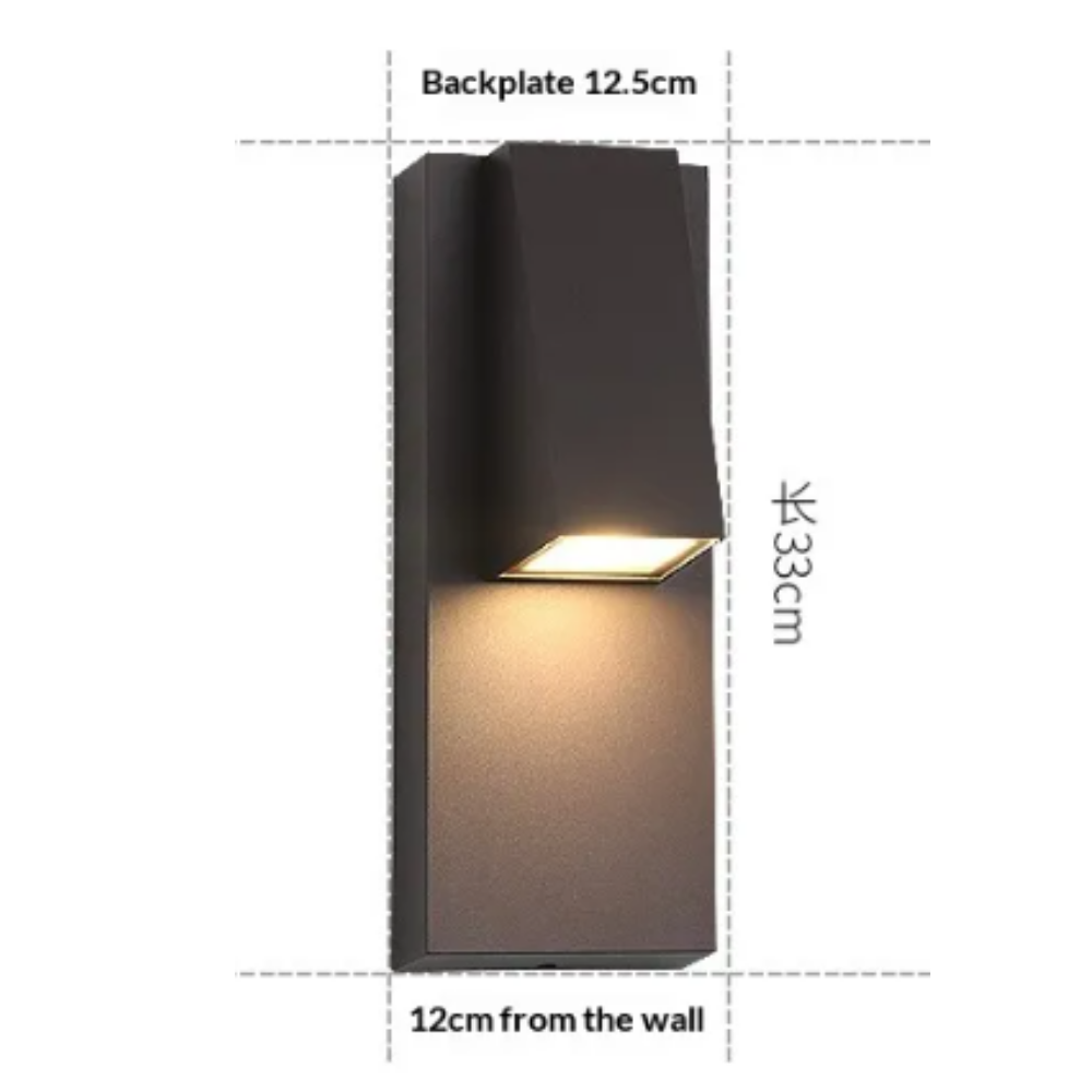 Outdoor Wall Lamp Black – Waterproof Aluminum Facade Lamp with Warm Light for Patio & Facade, 40 cm