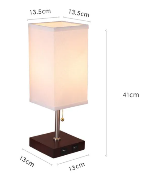 Wooden Table Lamp - Cordless Nordic LED Bedside Lamp Dimmable & Rechargeable for Bedroom, 35 cm