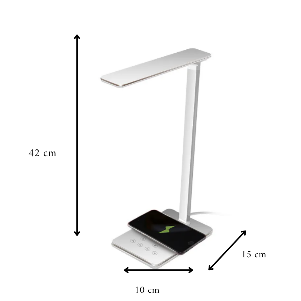Black Desk Lamp – Dimmable LED Reading Lamp with Wireless Charging for Desk & Home Office, 42 cm