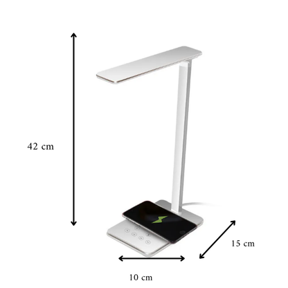 Black Desk Lamp – Dimmable LED Reading Lamp with Wireless Charging for Desk & Home Office, 42 cm