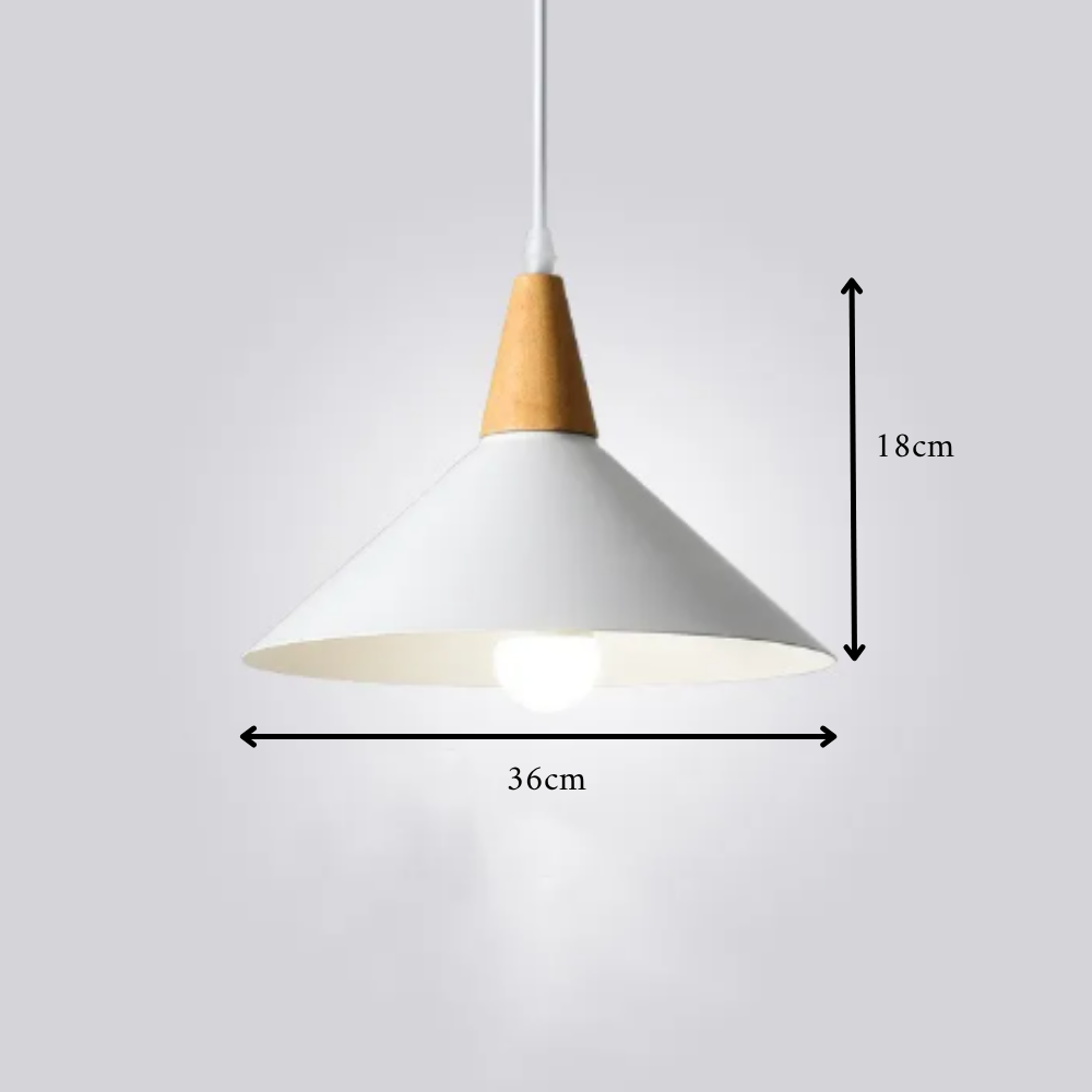 Wooden Pendant Lamp – Japandi Minimalist LED Dining Table Lamp, Dimmable in 3 Light Colors, 36 cm