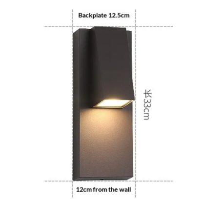 Outdoor Wall Lamp Black – Waterproof Aluminum Facade Lamp with Warm Light for Patio & Facade, 40 cm