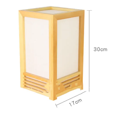 Tafellamp Hout – Japanse Zen LED Sfeerlamp Naturel voor Slaapkamer & Woonkamer, 32 cm