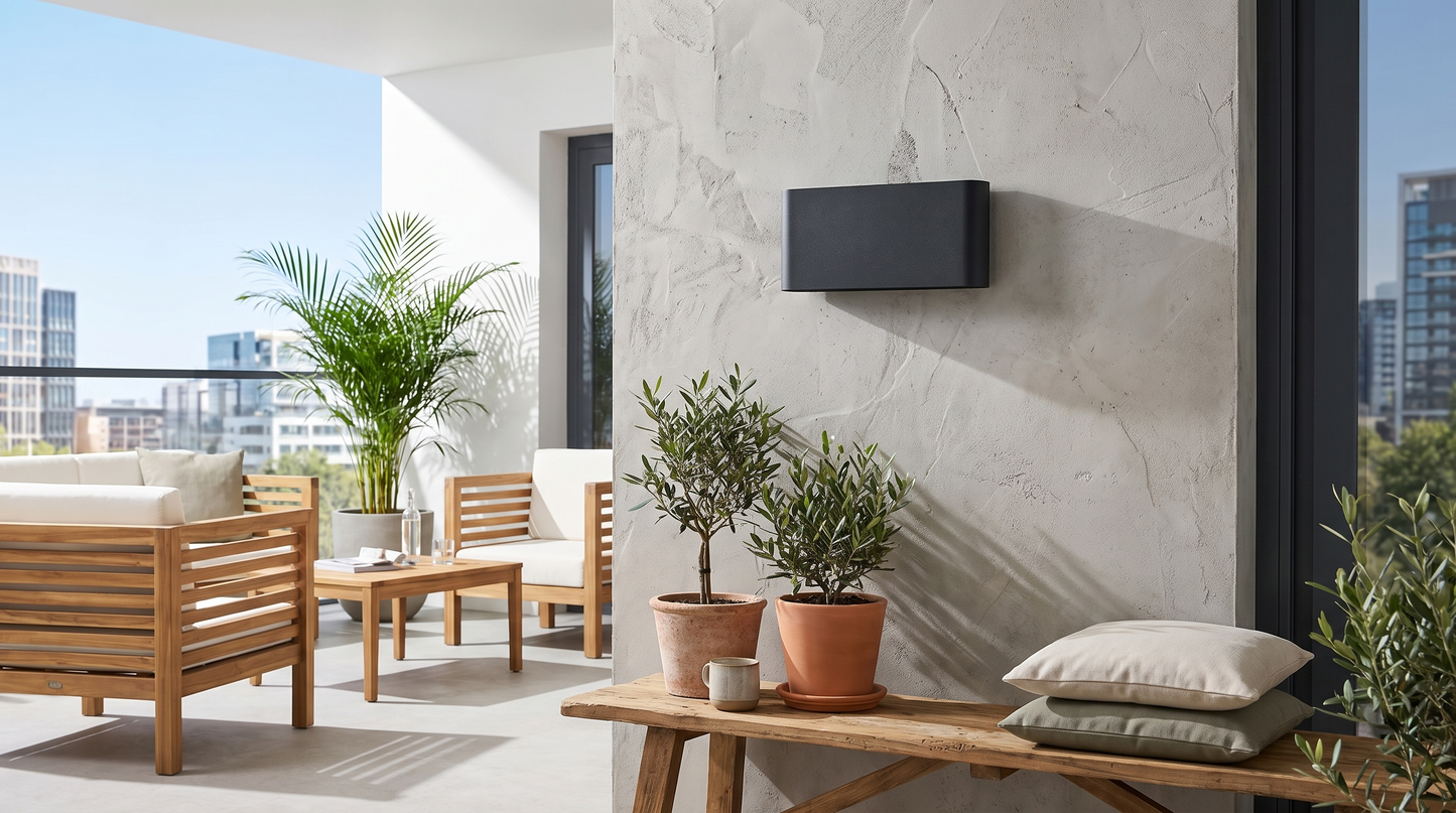 Wandlamp Kubus overdag – before slider 16:9