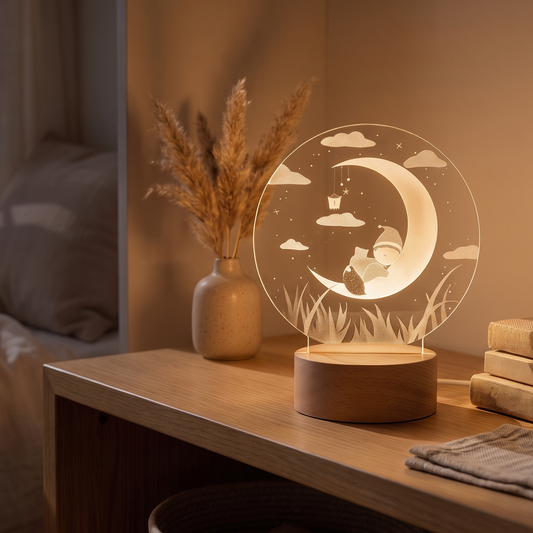 Tafellamp Maan – Oplaadbare LED Nachtlamp met 7 Lichtkleuren voor Slaapkamer & Kinderkamer