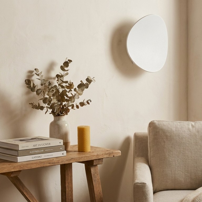 Wall Lamp White Round – Modern LED Mood Light Warm White for Bedroom, Balcony & Hallway, 20 cm