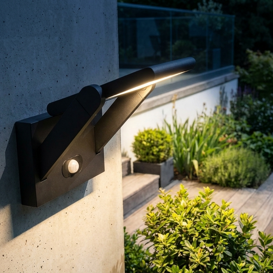 Outdoor Wall Light Solar Black – Dimmable LED Wall Lamp with Motion Sensor for Garden & Porch, 40 cm