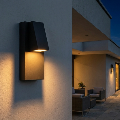Outdoor Wall Lamp Black – Waterproof Aluminum Facade Lamp with Warm Light for Patio & Facade, 40 cm
