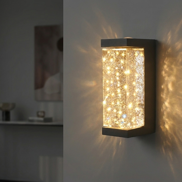 Crystal Wall Lamp – Modern LED Crystal Wall Lamp with Ambient Light for Hallway, Stairs & Living Room, 2 Light Colors