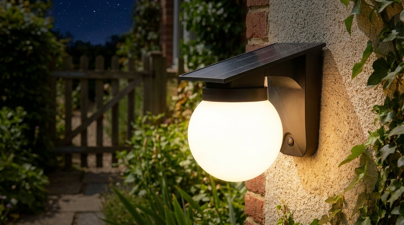Buitenwandlamp Solar Bol nacht