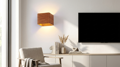 Wandlamp Vierkant Houtlook vierkant