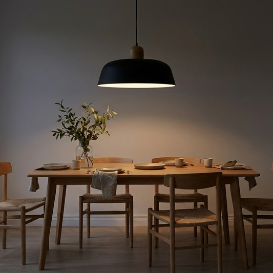 Hanglamp Hout Zwart nacht - after